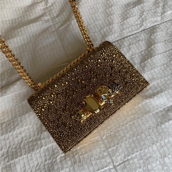 Alexander McQueen Gold Jewelled Crystal Bag - Picture 4 of 13
